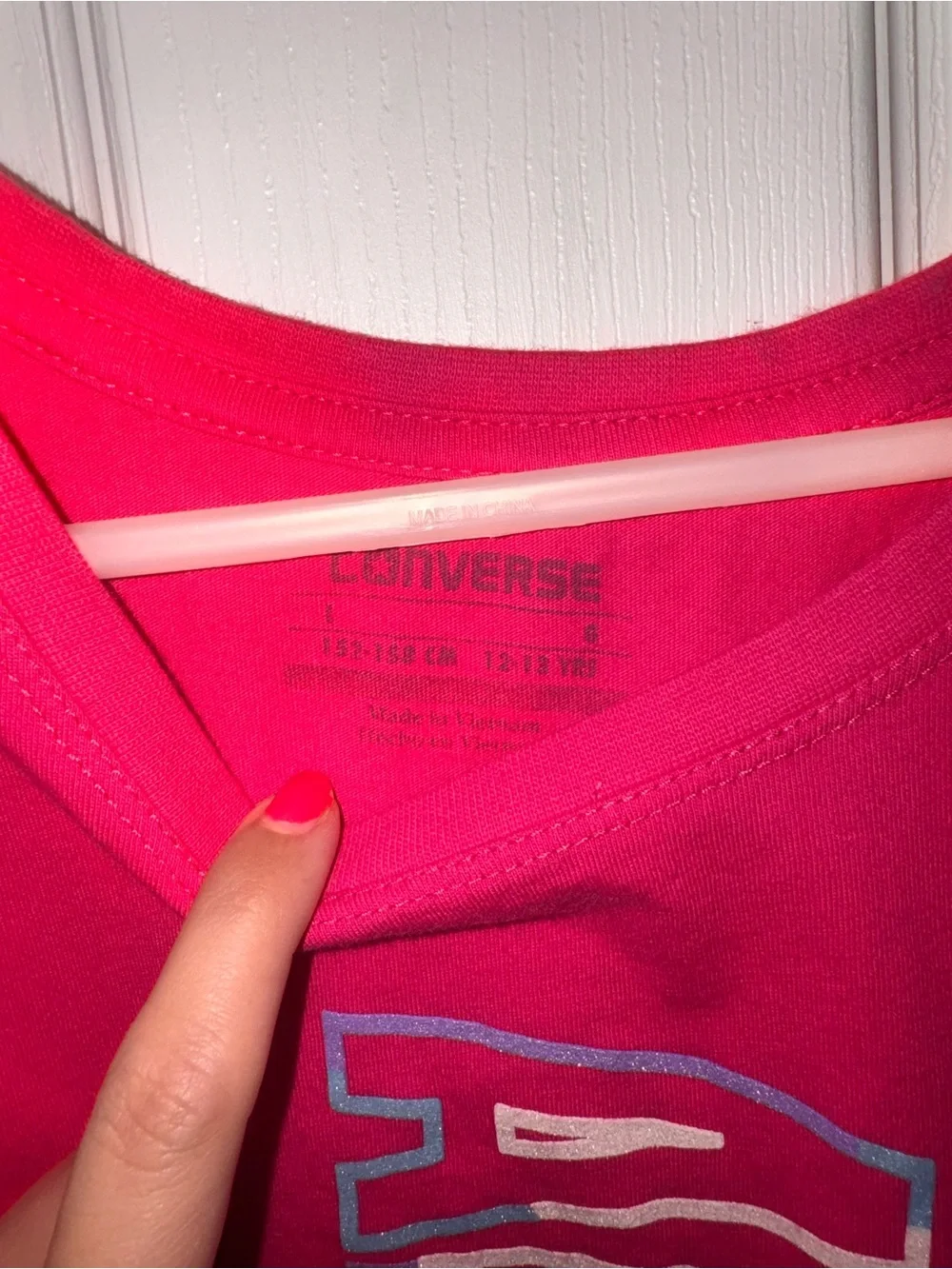 Converse Hot Pink Graphic Tee with Blue Accents
